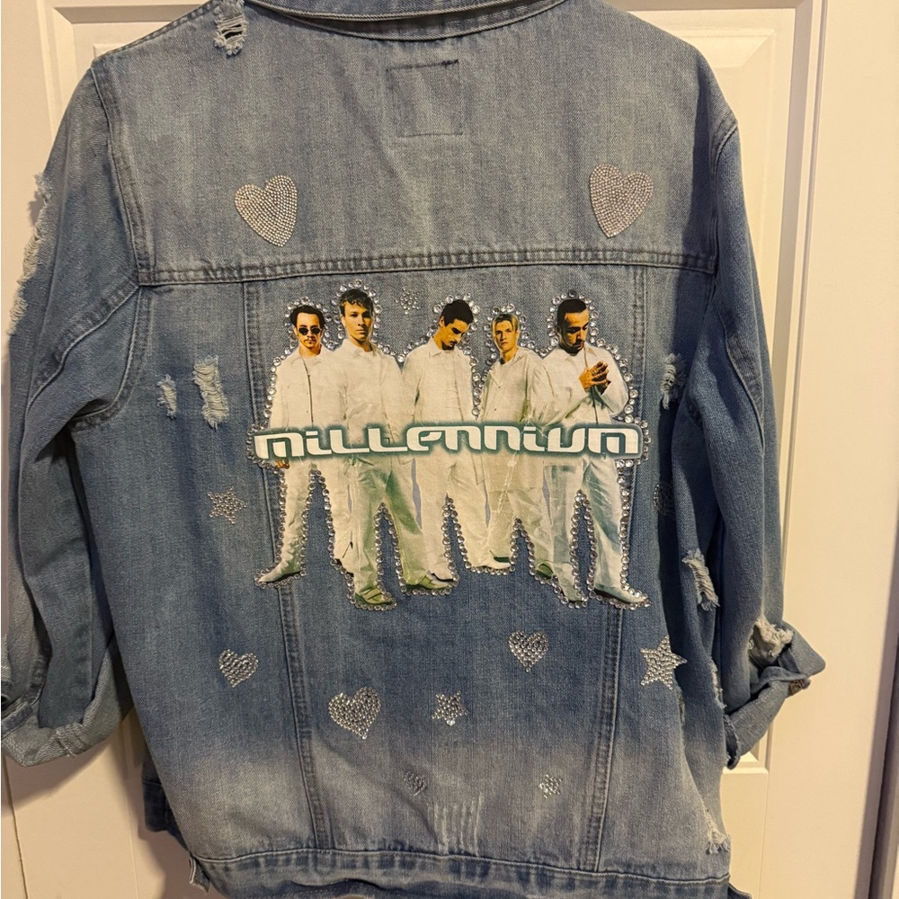 Blue Denim Jean Jacket with Graphic Design